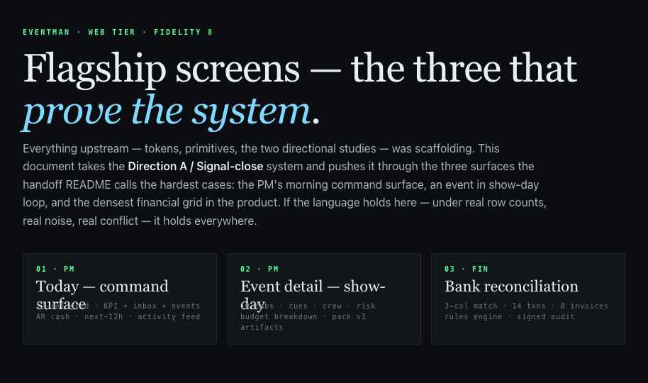 Producit dashboard con P&L por show, cambios detectados y próximos compromisos
